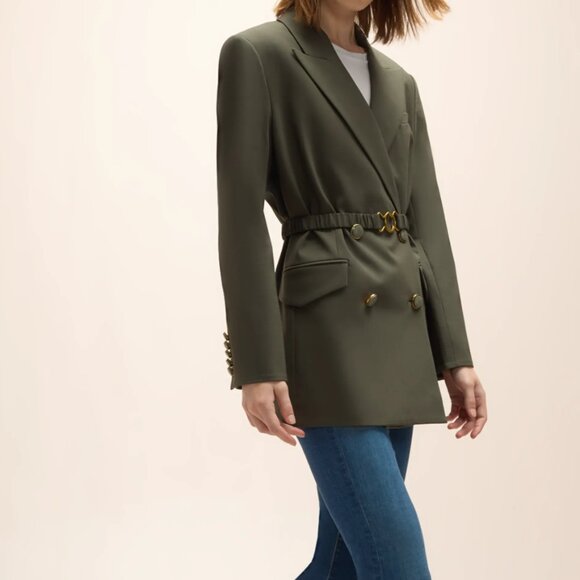 Veronica Beard Hutchinson Dickey Blazer Army Green Jacket Oversize Fit New Tags - Picture 1 of 9